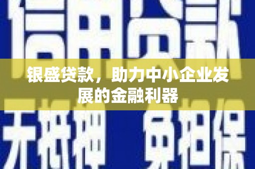蠡县银盛贷款，助力中小企业发展的金融利器