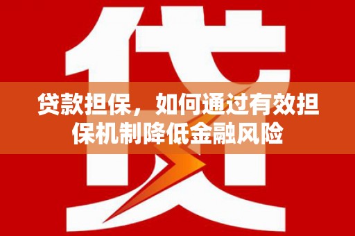 蠡县贷款担保，如何通过有效担保机制降低金融风险