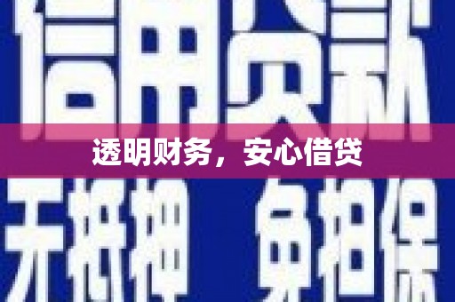 蠡县透明财务，安心借贷